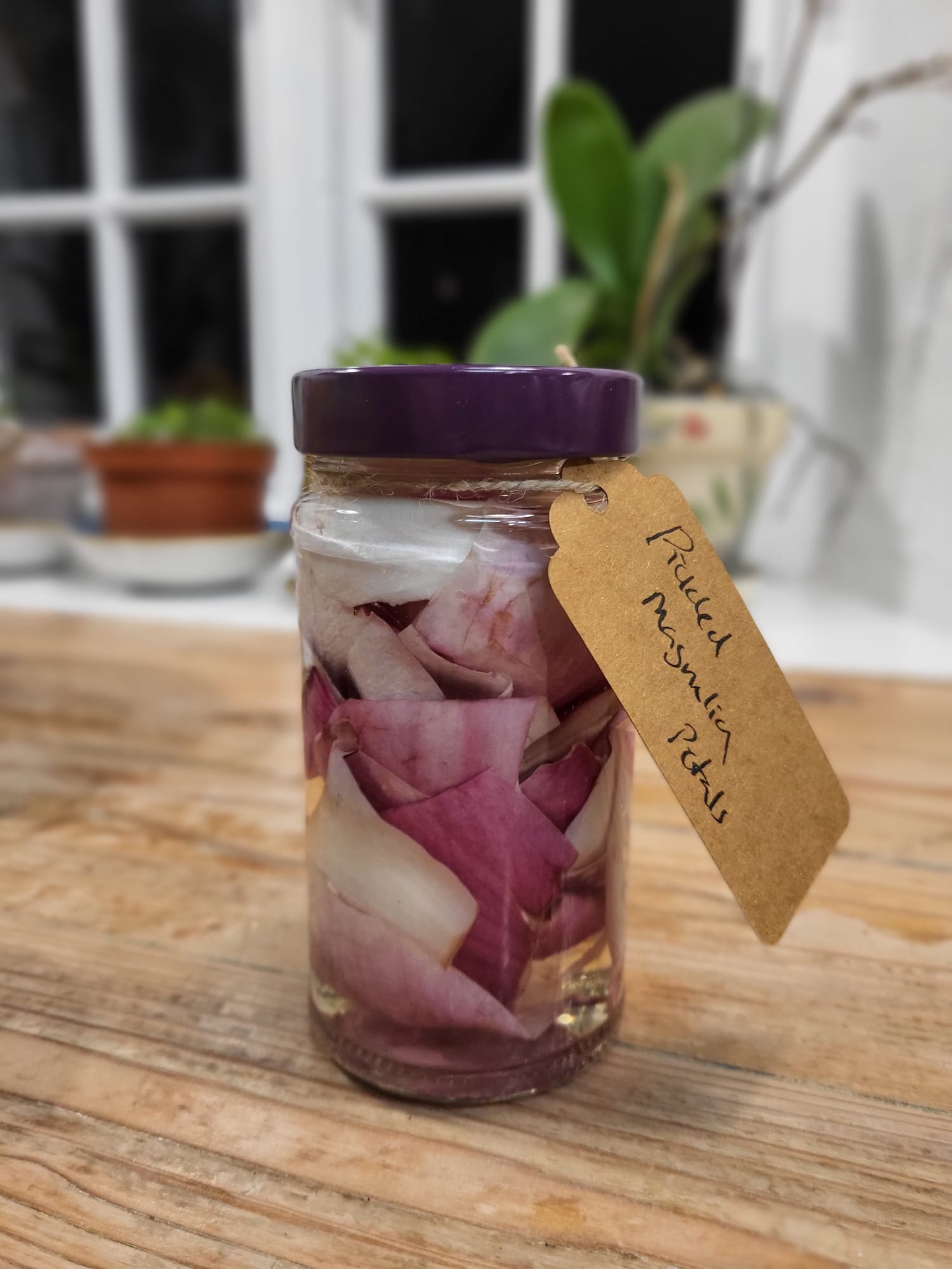 Pickled magnolia petals