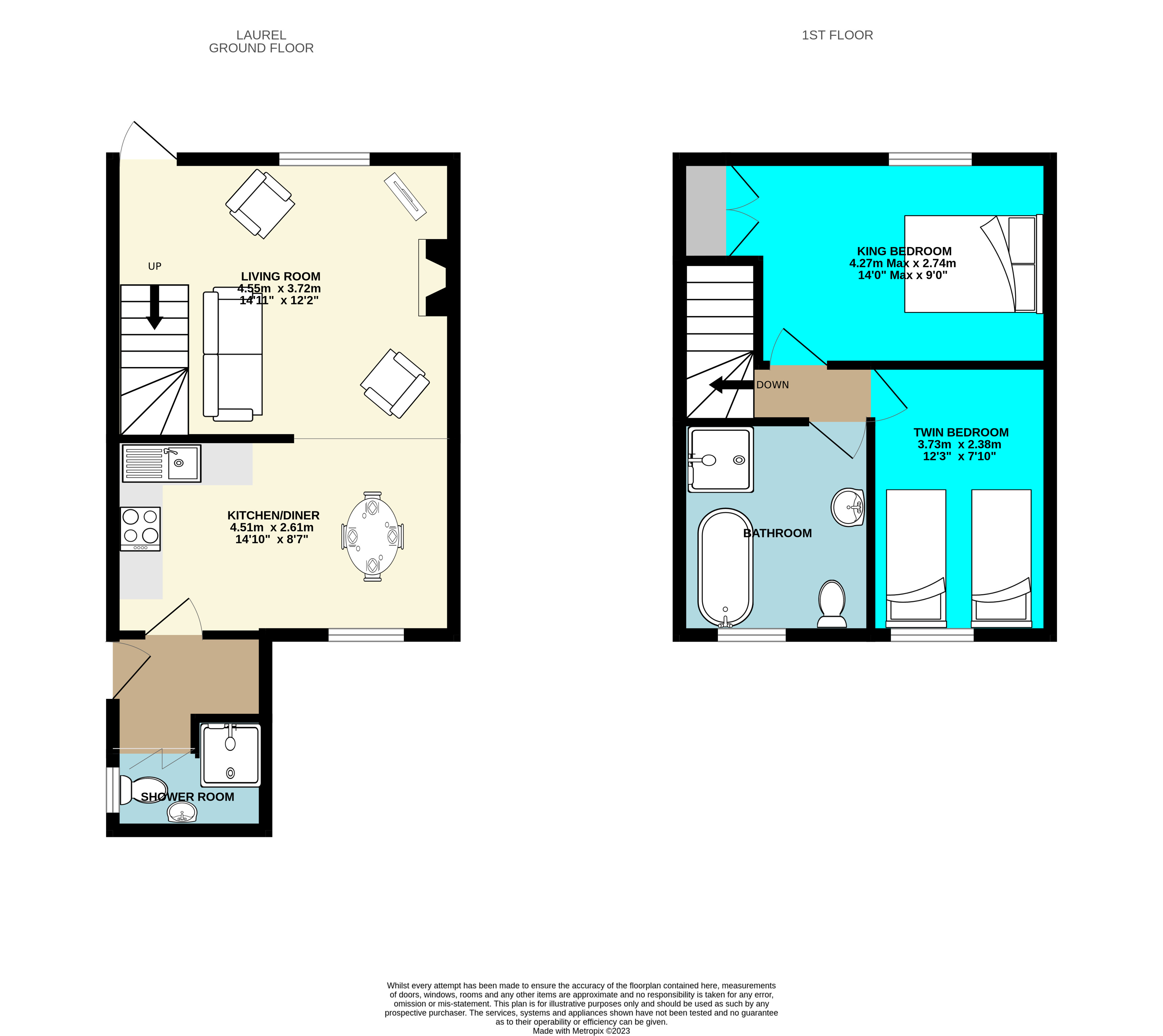 Floor Plan for Laurel sleeps 4 in Cornwall near Looe